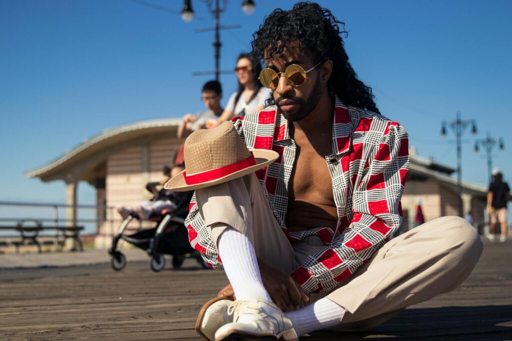 man sitting outdoors