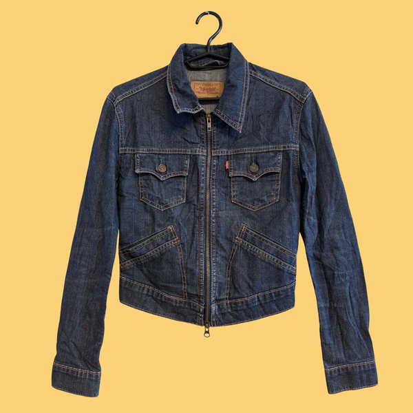 2000' erne, Y2K , Sjælden Vintage Levi's "For Girls" Denimjakke med Lynlås – Str. S