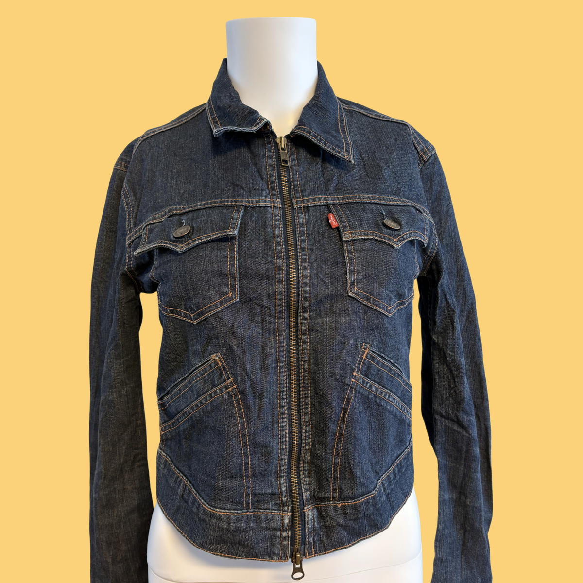 2000' erne, Y2K , Sjælden Vintage Levi's "For Girls" Denimjakke med Lynlås – Str. S