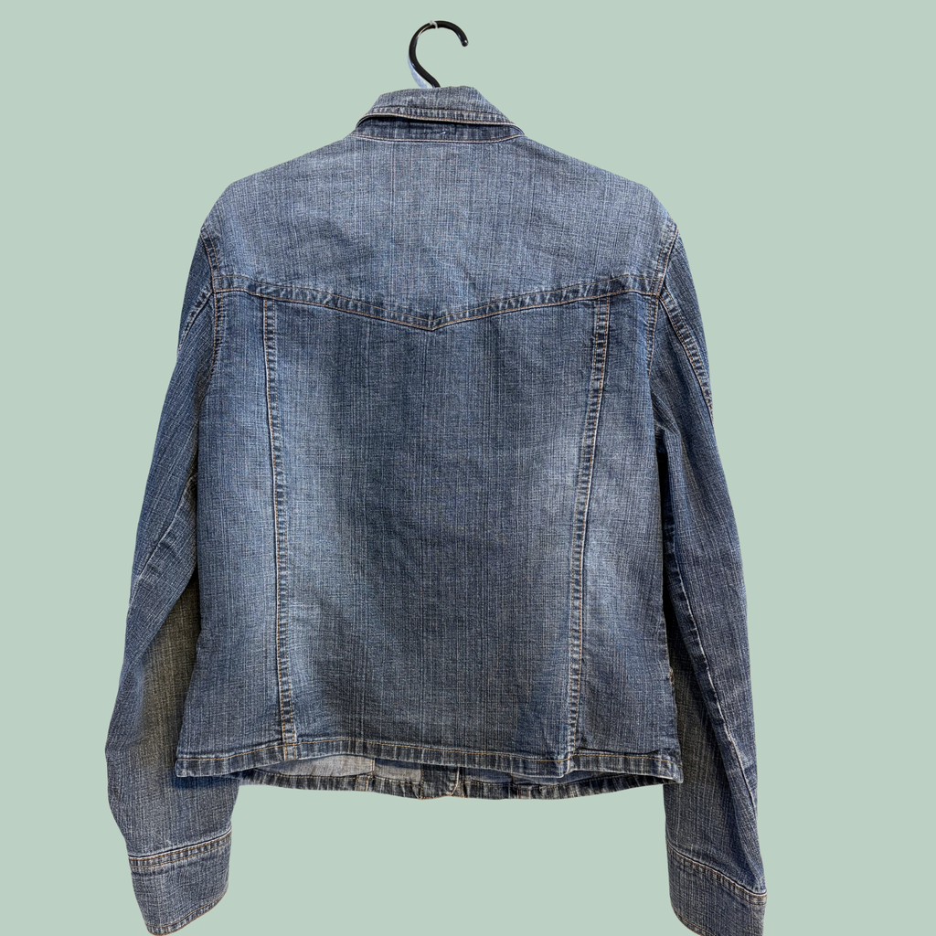 2010’erne Tom Tailor Timeless Stretch-Denimjakke med Original Indigo-Vask -Tilstand -Rå Diamant