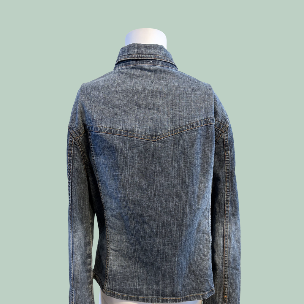 2010’erne Tom Tailor Timeless Stretch-Denimjakke med Original Indigo-Vask -Tilstand -Rå Diamant