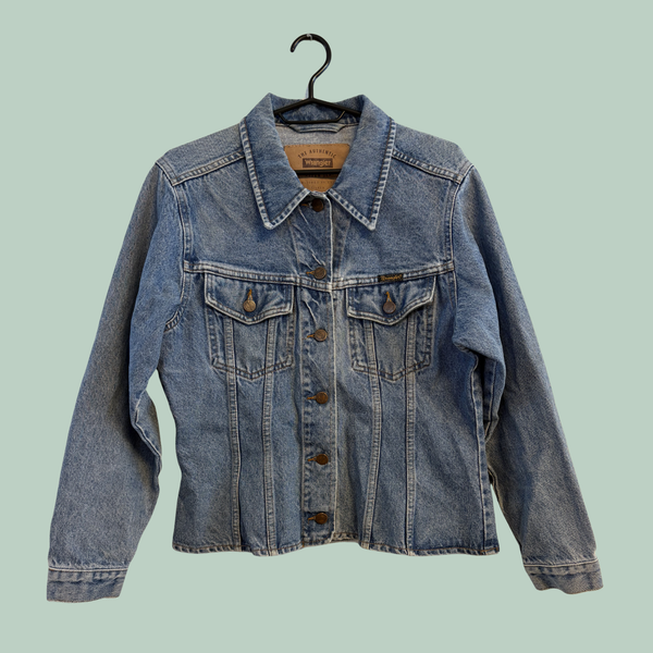 1999-2003s  Blå Vintage Wrangler Denimjakke (Tilstand- Rå diamant)