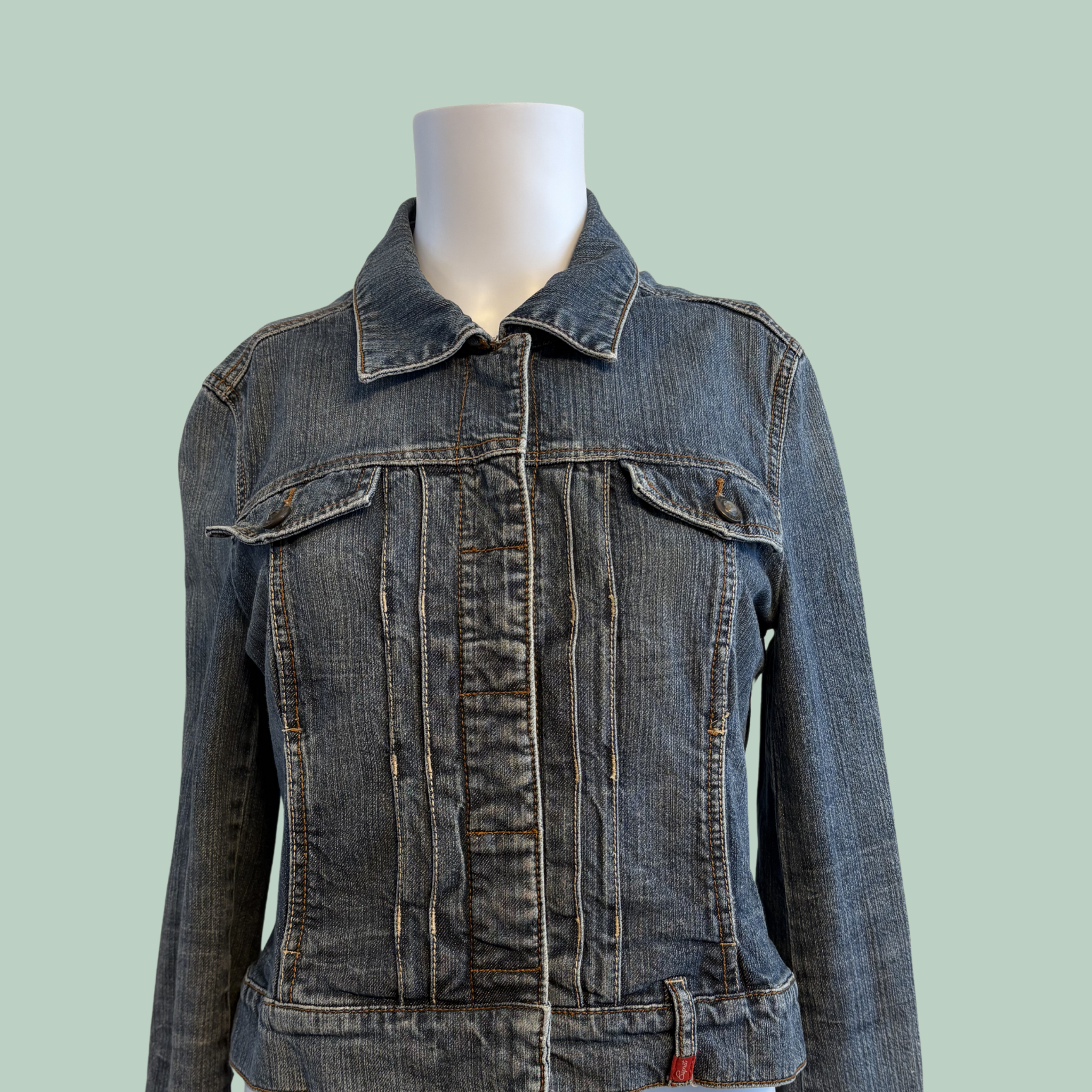 2000' erne Klassisk Y2K Esprit Blå Denimjakke – Str. S