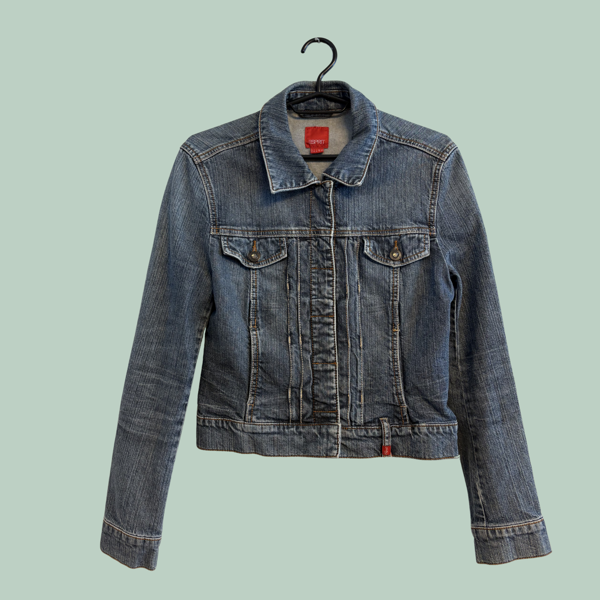 2000' erne Klassisk Y2K Esprit Blå Denimjakke – Str. S