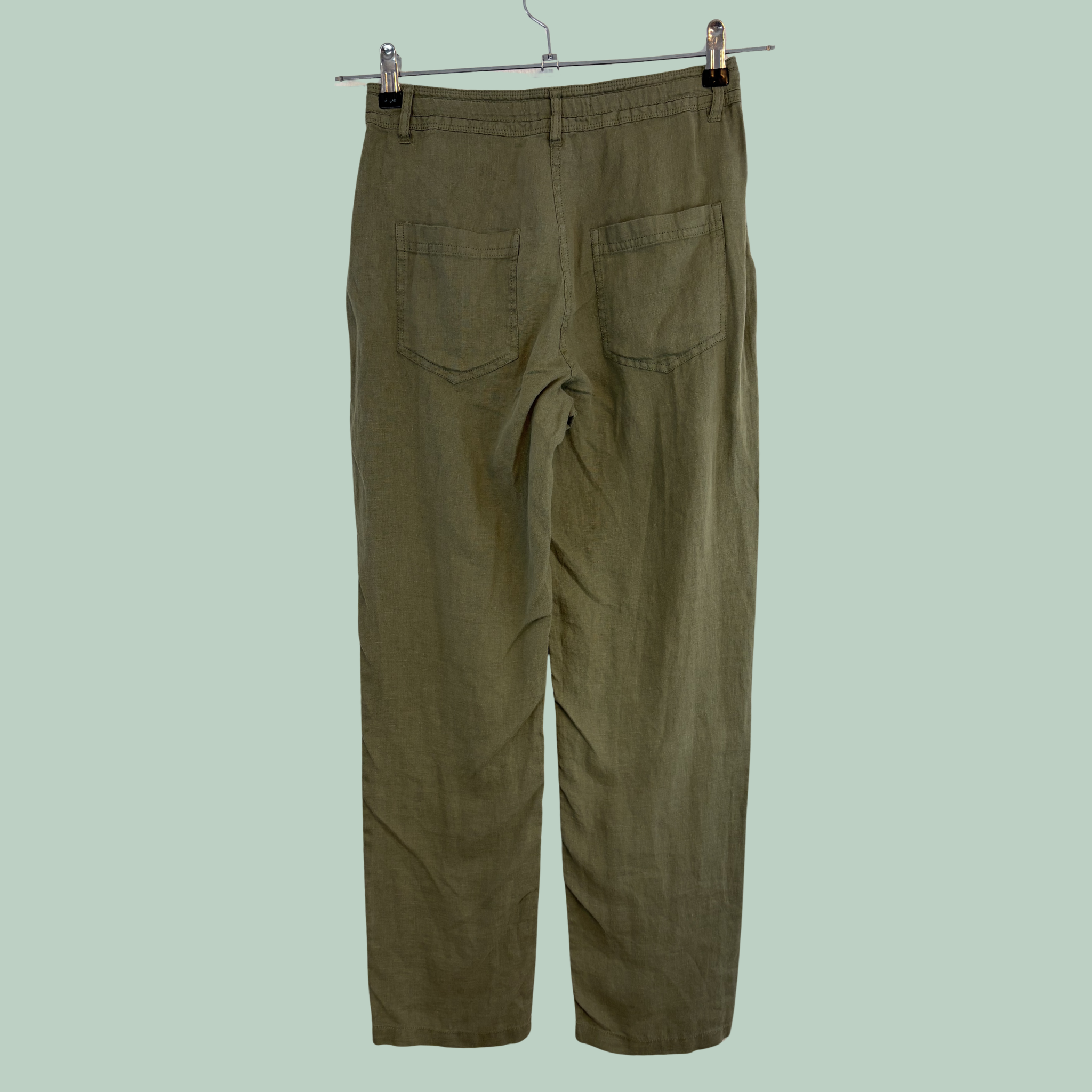 Promod Khaki Utility-Bukser m. Bindebælte (Str. EUR 34 / XS)- Tilstand Vintage Rå Diamant