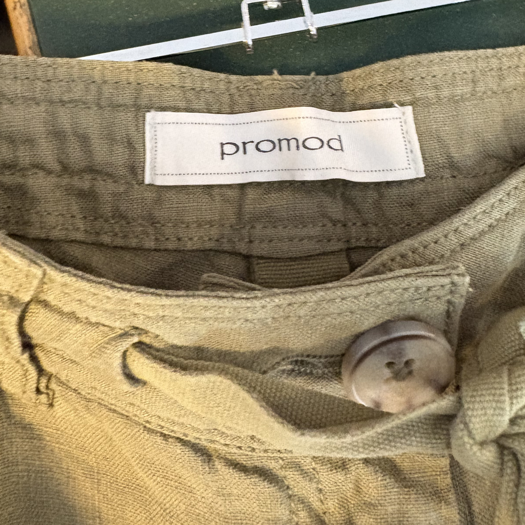 Promod Khaki Utility-Bukser m. Bindebælte (Str. EUR 34 / XS)- Tilstand Vintage Rå Diamant