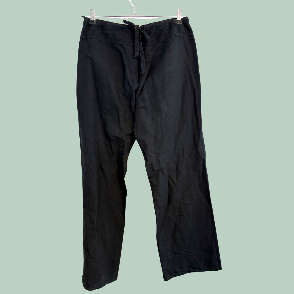 1990'erne Æstetik, Vintage United Colors of Benetton Hør/Bomuldsbukser,  Sort,Str. 44 / M-L,