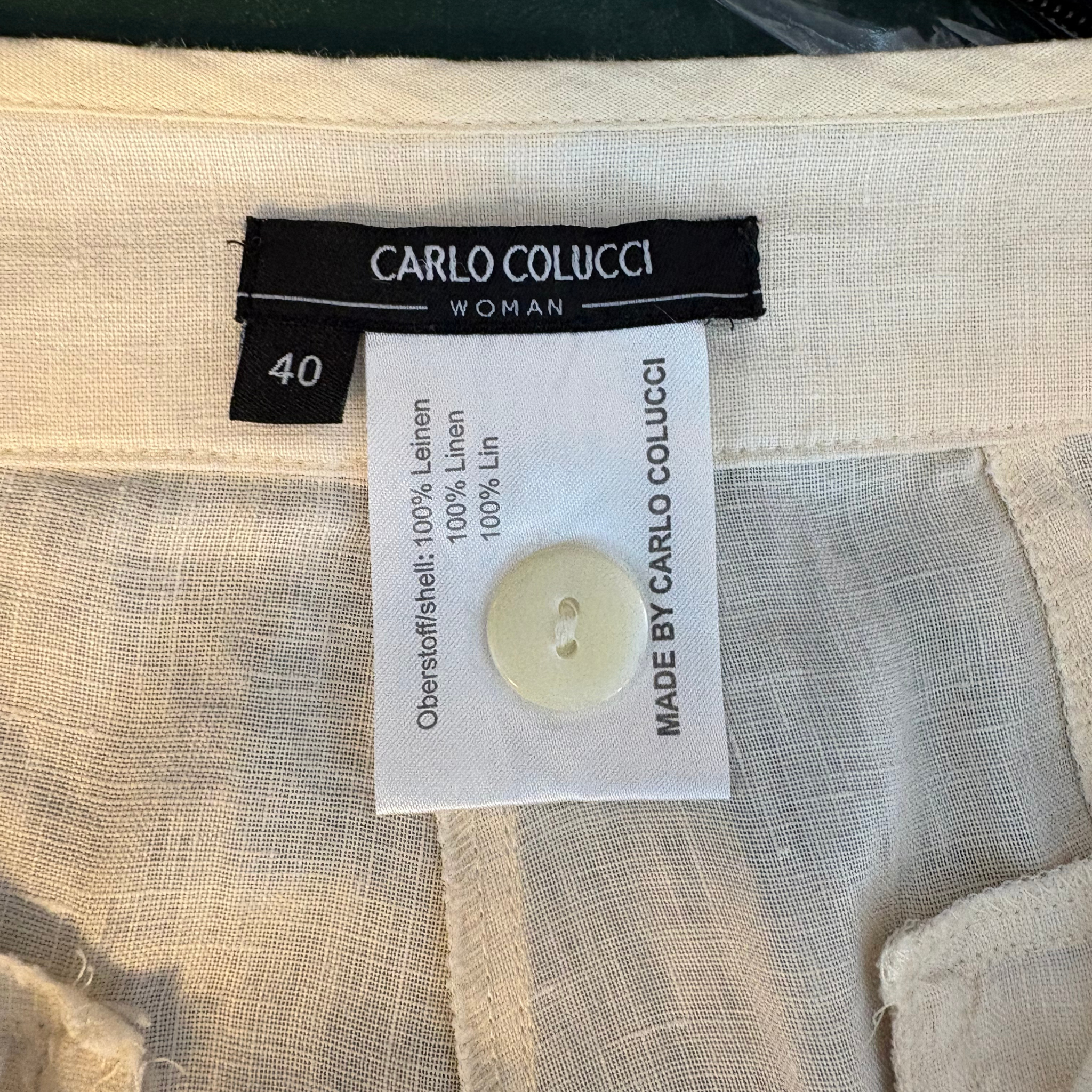 2010'erne Vintage Carlo Colucci Woman Hørviskose/Hørbukser – Str. 40- tilstand Hello Vintage Rå Diamant