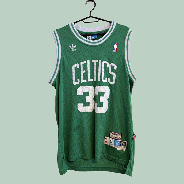 1985-1986 Officiel NBA Boston Celtics Larry Bird Retro Jersey fra Adidas, Hello Vintage Rå Diamant