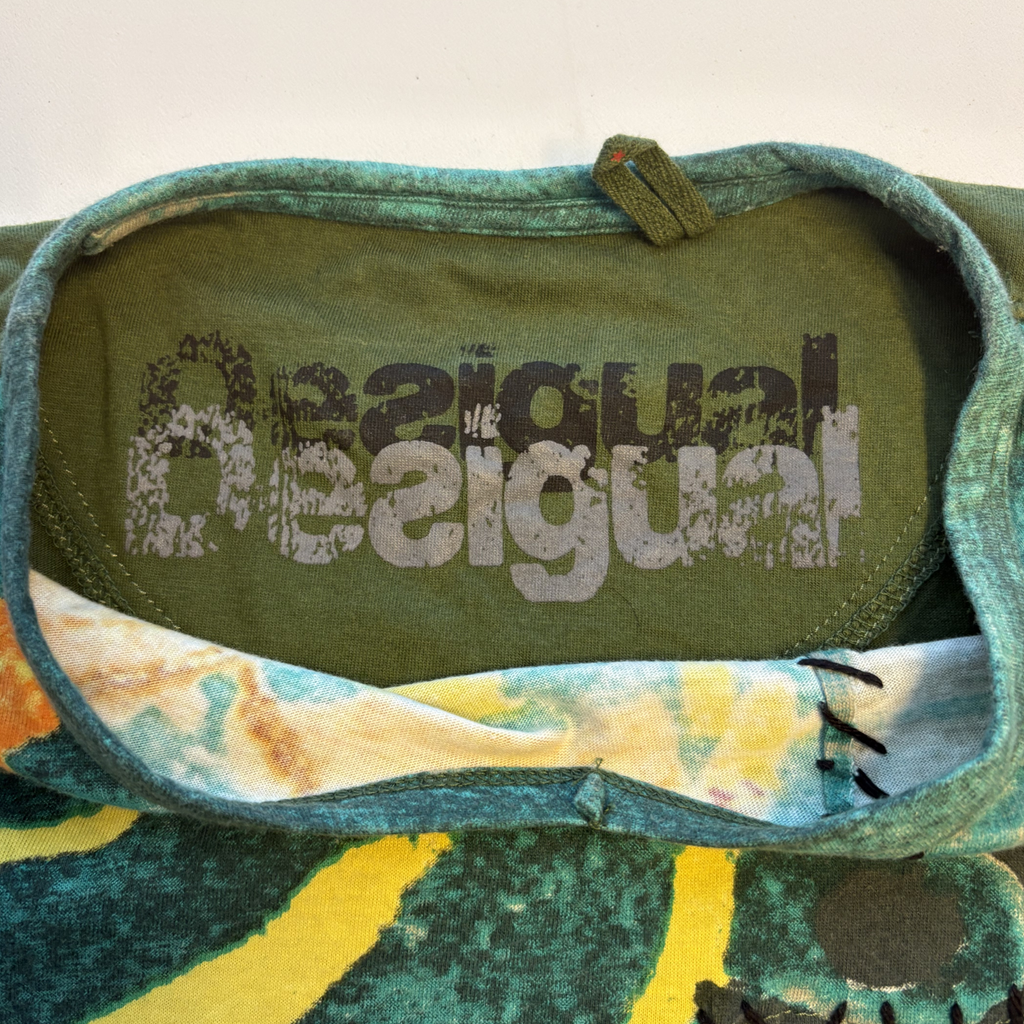Desigual Vintage Art-Print T-Shirt m. Broderede Detaljer (Str. M )