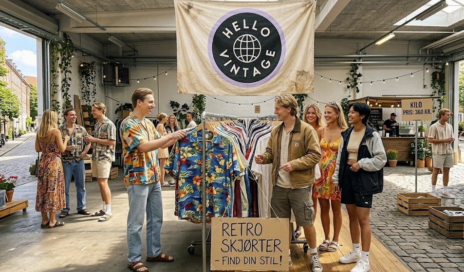 retro skjorter på et hllo vintage marked om sommeren